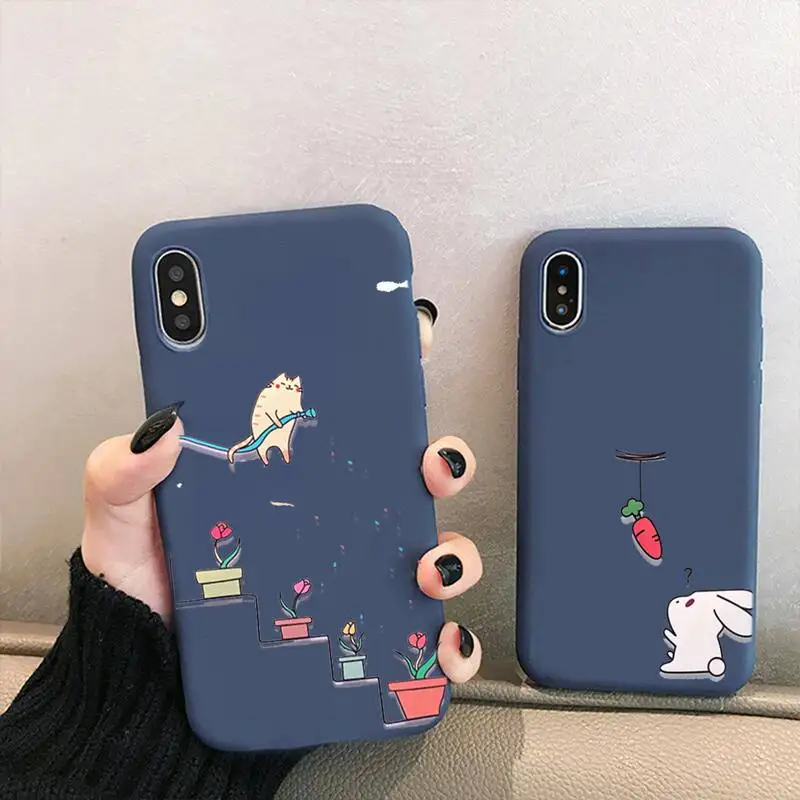 

Cute Cartoon Animal Clear Phone Cases For Iphone 6 6s 7 8 Plus XR X XS XSmax 11 12 Pro Mini Max Candy Blue Silicone Cover