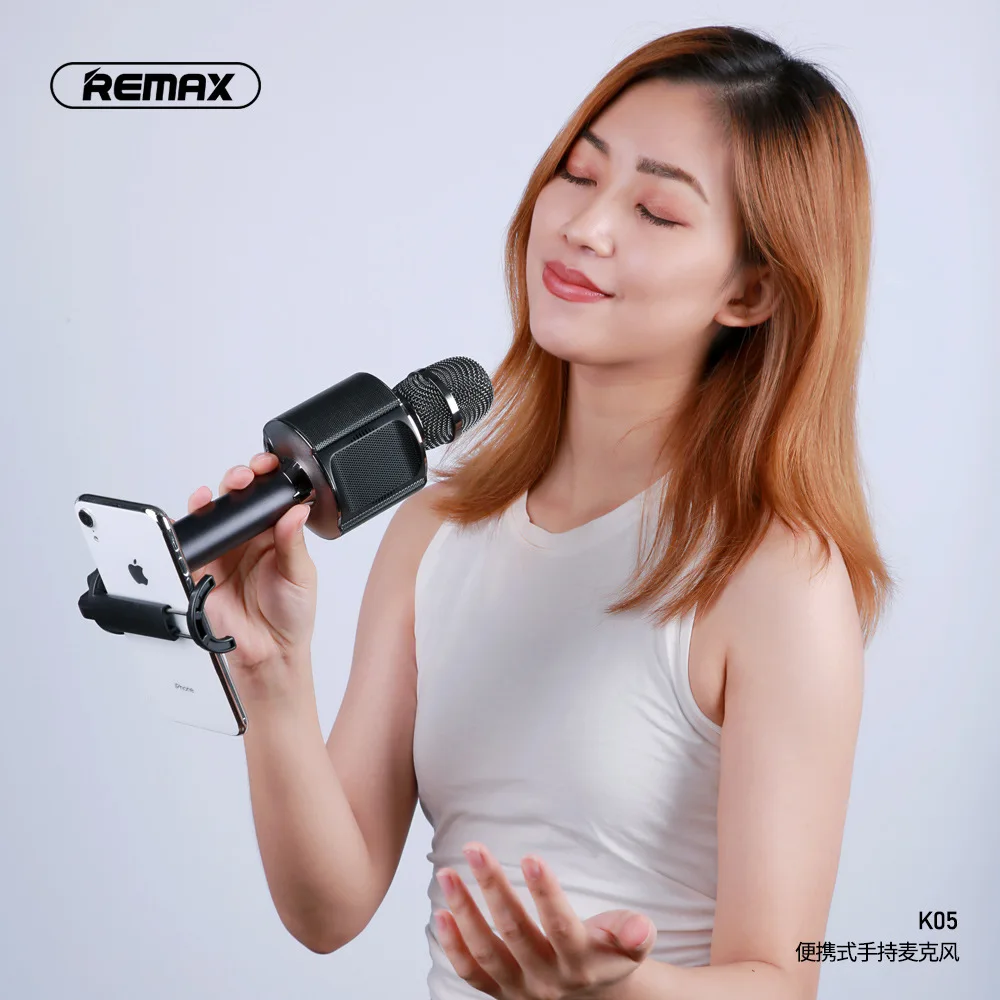 구매 REMAX 무선 노래방 마이크 K05, 휴대용 미니 블루투스 홈 KTV 음악 플레이어 및 노래 스피커 플레이어