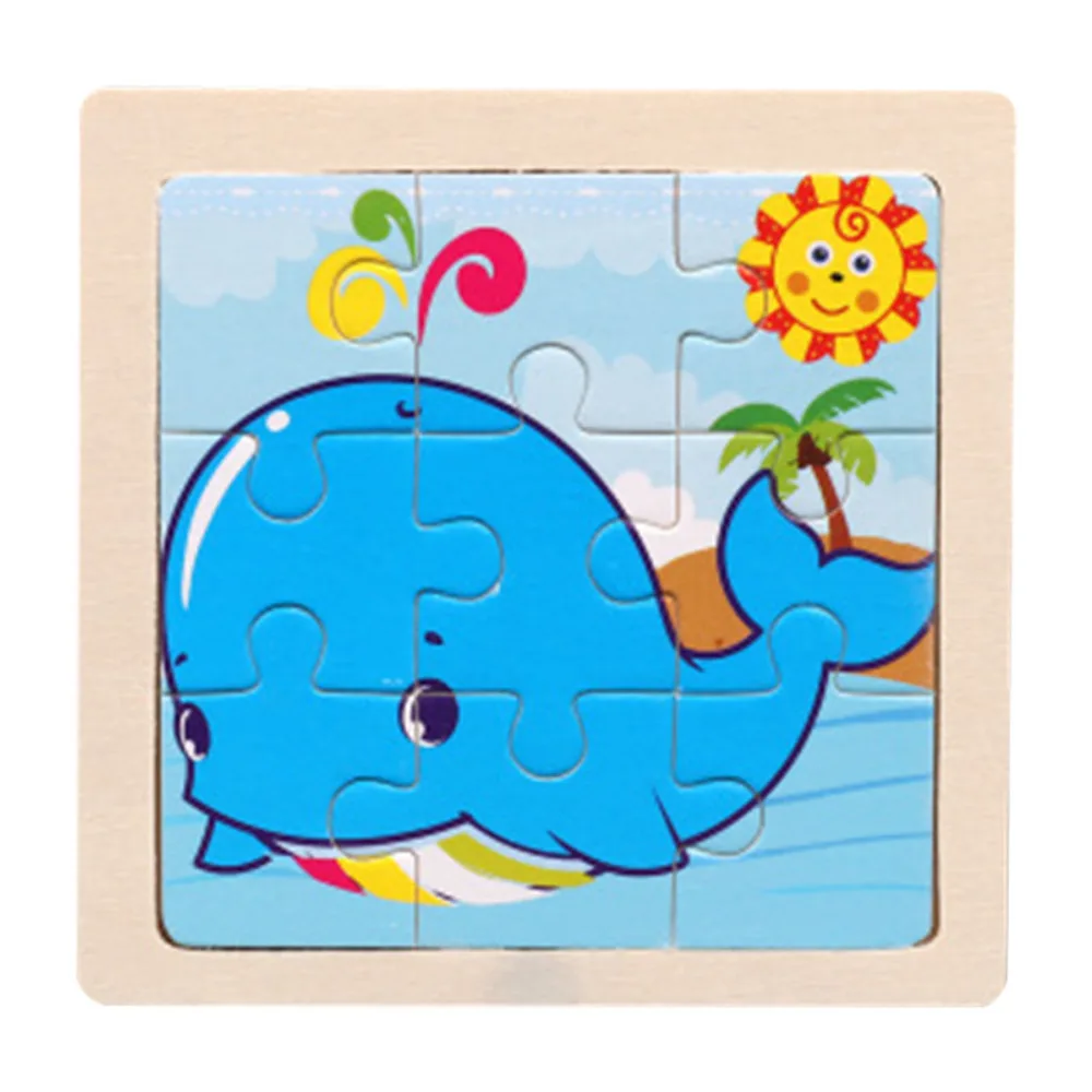 Деревянный животные пазл развивающие Обучающие Детские тренировочные игрушки 9