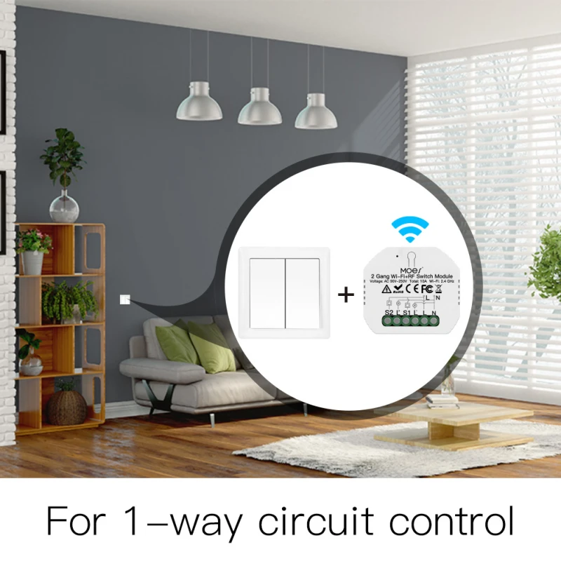 Hidden 2 Gang Way 104B WiFi Smart Light Switch Module Home/Tuya APP Remote Control Bluetooth Work With Alexa Google Home | Обустройство