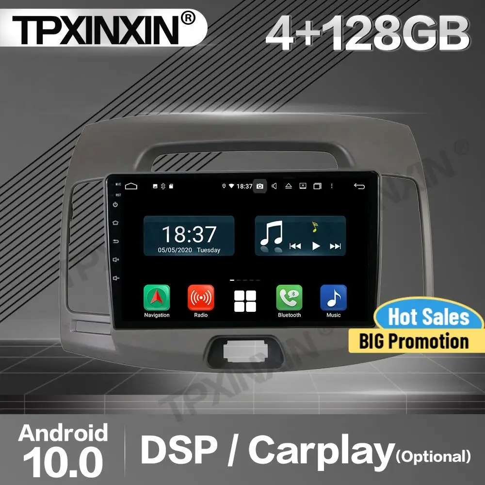 

Автомобильный радиоприемник 4 + 128G Carplay, 2 Din, стереоприемник Android 10 для Hyundai Elantra 2006-2011 2012, головное устройство с GPS-плеером, аудиомагнитофоном