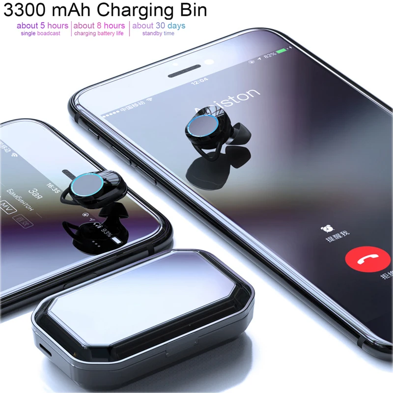 TWS наушники Bluetooth 5 0 беспроводные IPX7 водонепроницаемые спортивные стерео x6 pro 3300