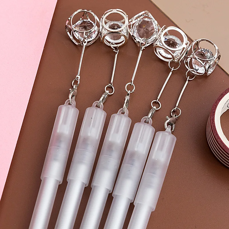 

24PCS Pendant Gel Pen Hollow Metal Pendant Gel Pen Student Writing Smooth Black Quick-Drying Stationery Kawaii School Supplies