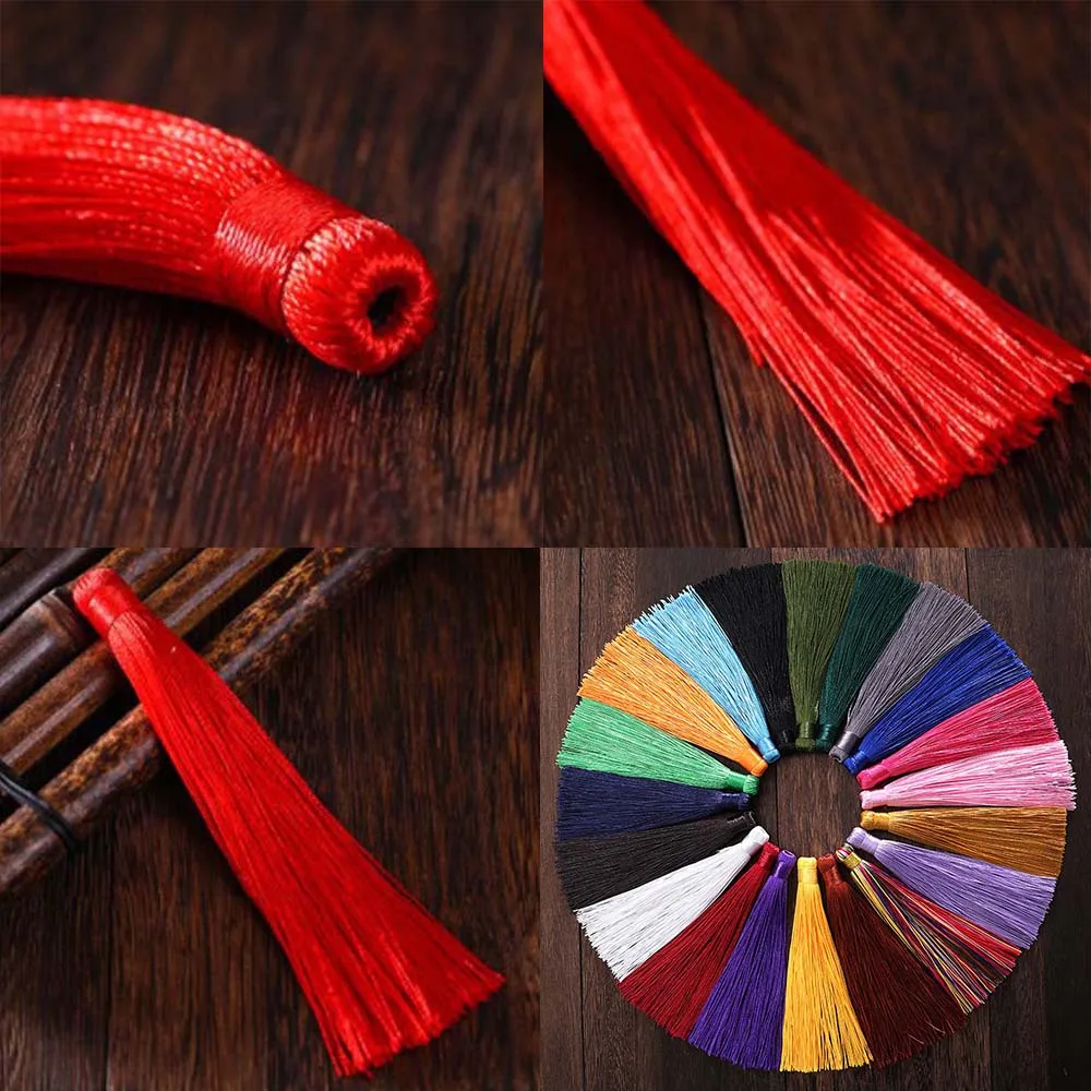 Многоцветная отделка из шелка и полиэстера 12 см кисточки хлопка с бахромой для