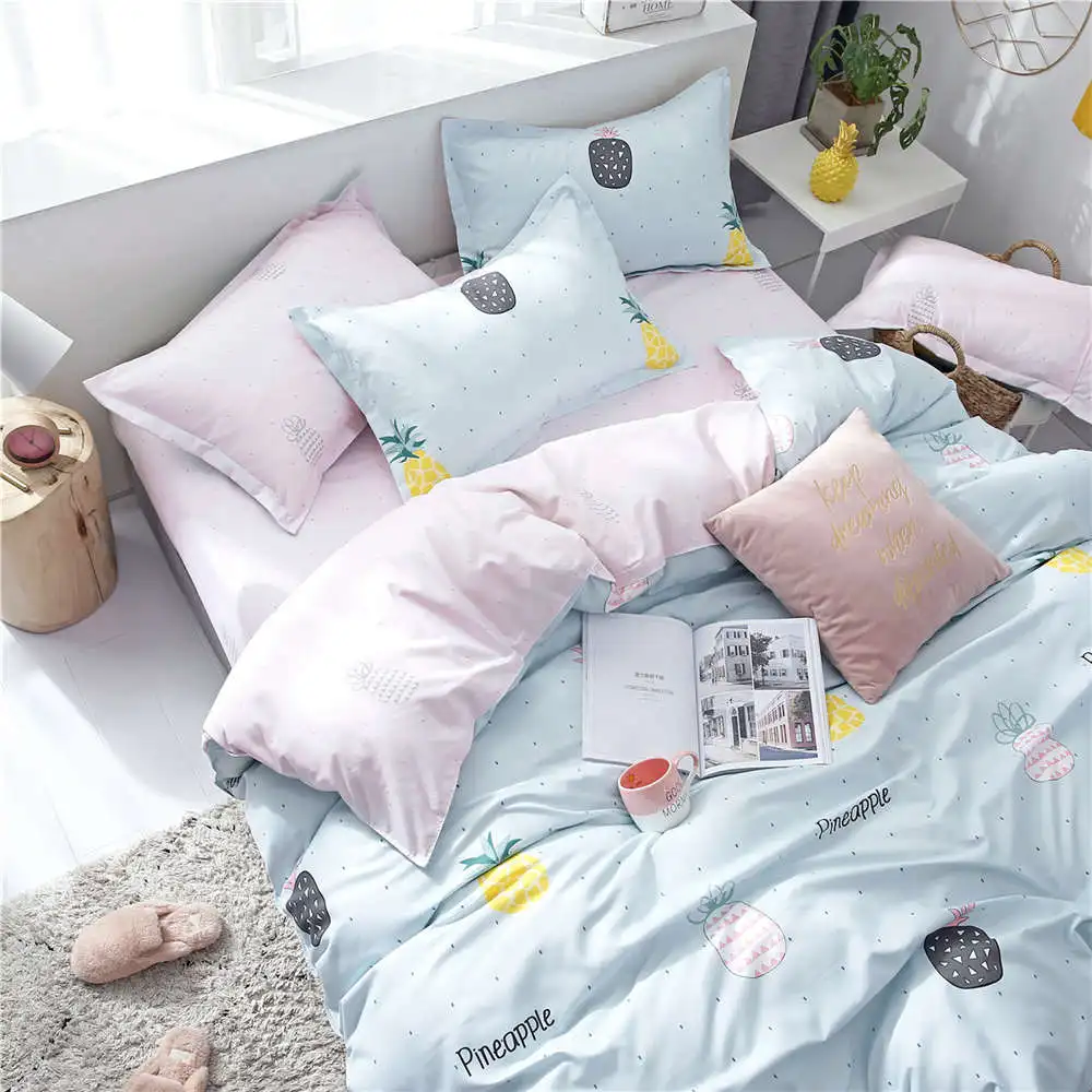 Комплект постельного белья покрывала с рисунком ананаса для взрослых и детей