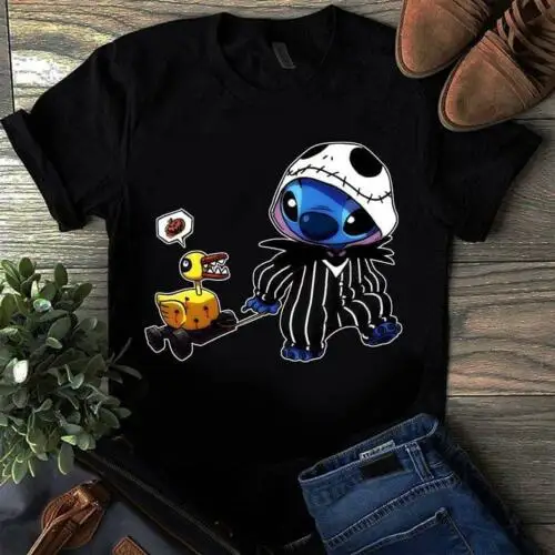 Стежка Джек футболка Skellington игрушка для собаки робот Черная Мужская хлопок Cotton