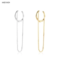andywen 925 sterling silver gold chain earcuff irregular cuff earring piercing fine jewelry clips fine jewelry party