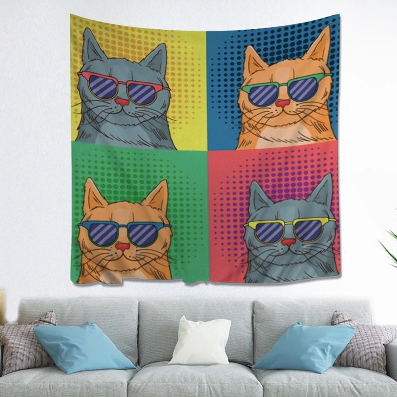 

Cartoon Painting Art Living Room Bedroom Wall Hanging Tapestry Beautiful Home Blanket Decorative Animal Pattern