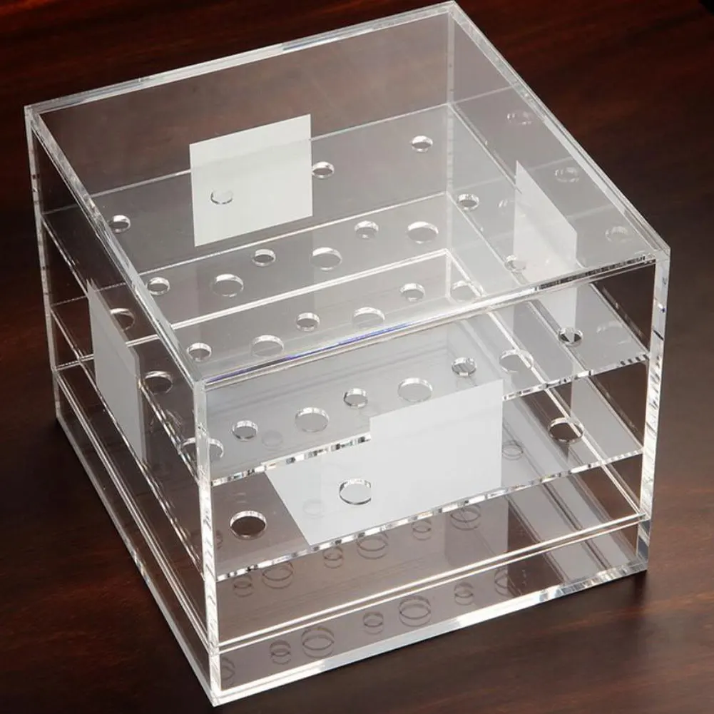 

Acrylic Flower Storage Box Round Eternal Rose Pot Holder Cosmetic Container 9 Holes Home Valentine's Day Fowers Storage Boxes