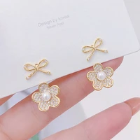 cute tiny removable flower earrings for women feminia inlaid zircon cz stud earring fashion korean fine jewelry pendant gift