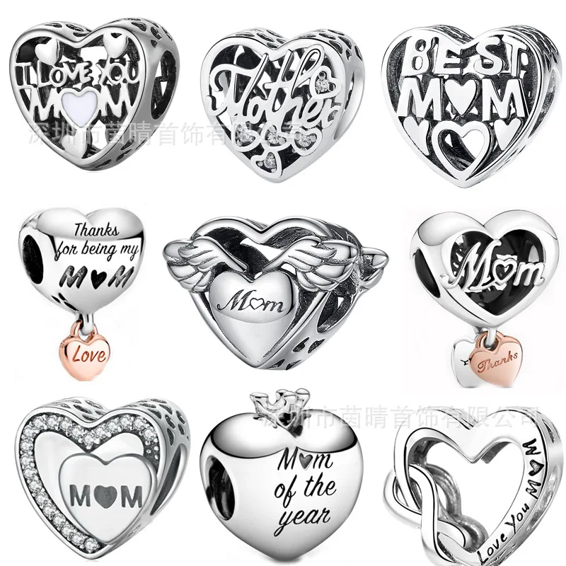 

Hot Sale DIY Jewelry Mom Charm Diy Bracelet Accessories Pan Beads for Mother's Day jewelry charms