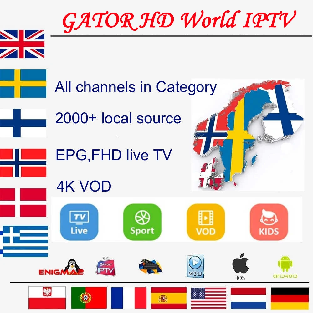 Французский IP tv 1 год подписки 6000 Европа арабский Швеция Netherland Германия Италия Великобритания США VOD IP tv m3u enigma2 Android tv Box