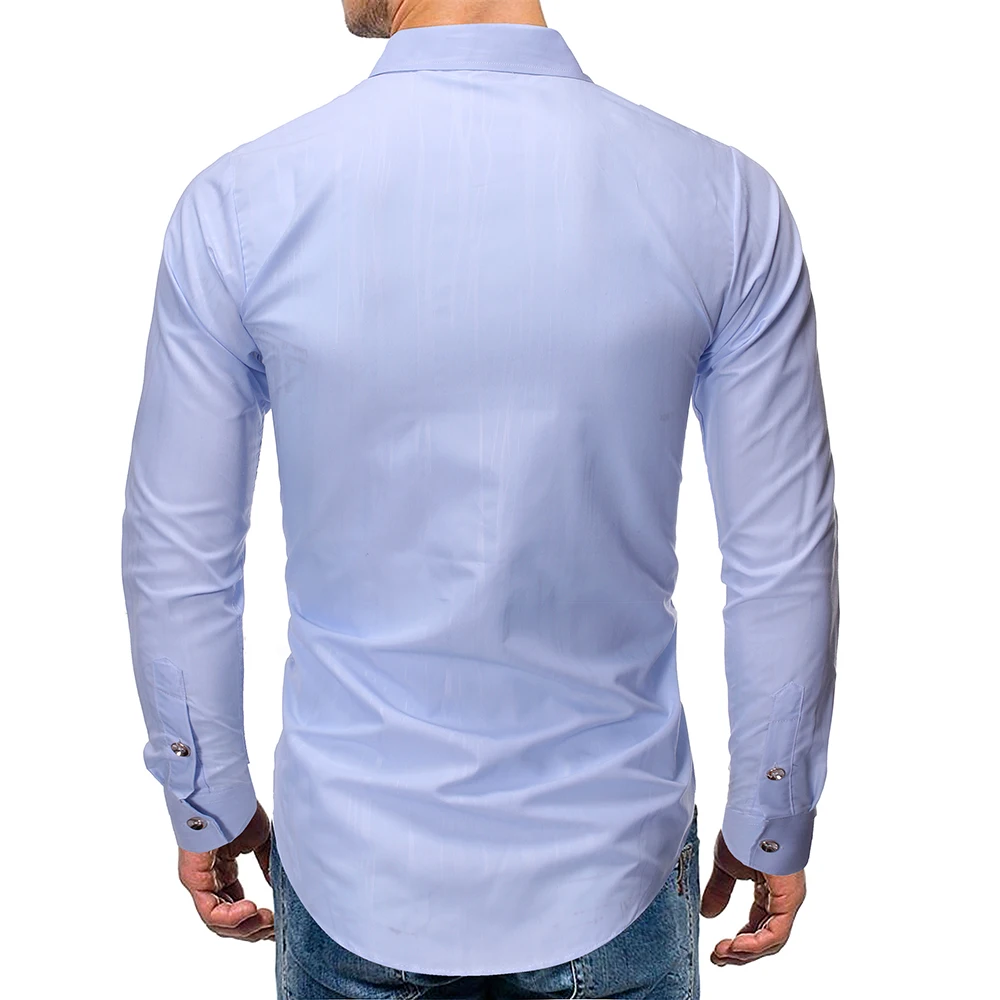 Мужские рубашки Новое поступление Мужская Облегающая рубашка с текстурным