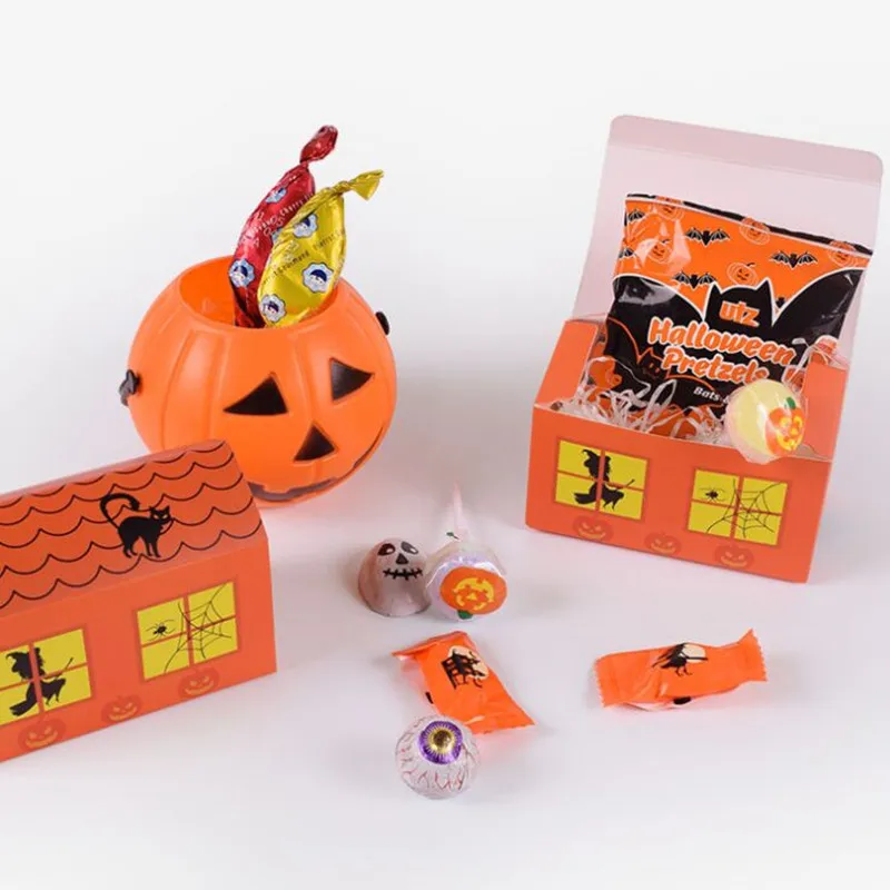 Hot sale new 10pcs orange /deep purple fashion Halloween horror house nougat candy box spot creative baking package | Дом и сад