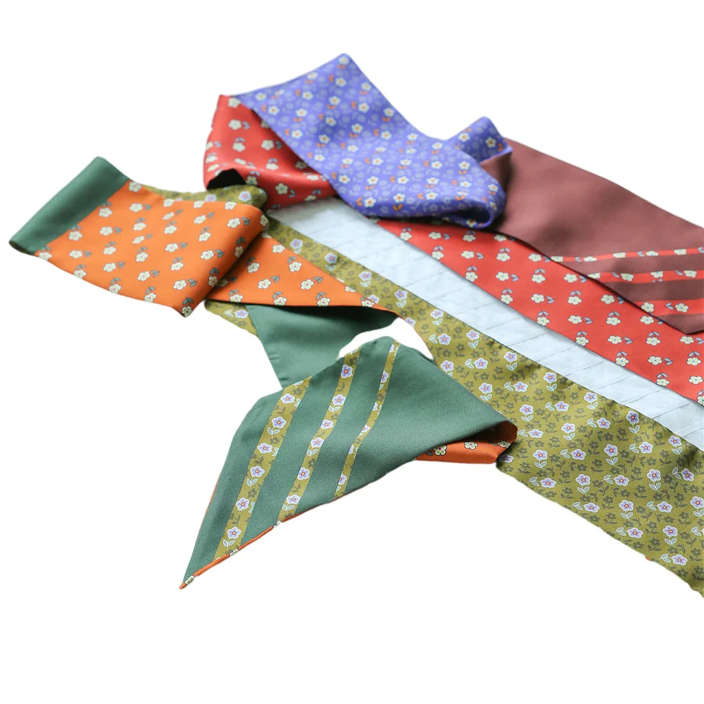 

10*162cm Small Floral Silk Thin Narrow Strip Small Silk Scarf Tied Bag Ribbon Scarf Scarf Long Silk Streamer
