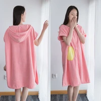 2021 new fast absorbing water front wearable breathrobe beach poncho towel changing robe hooded bath towel dress with cloak