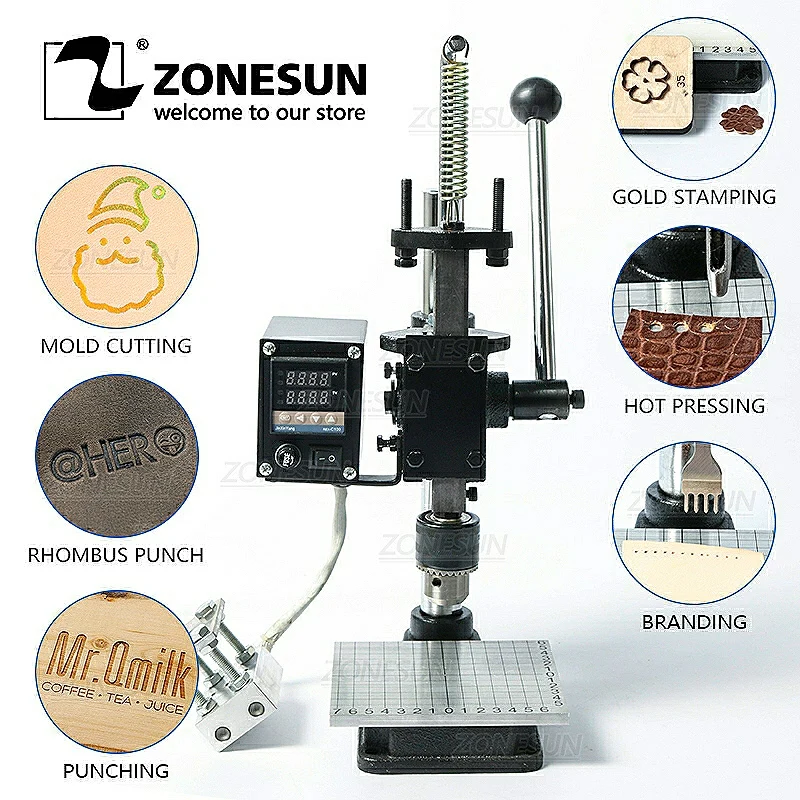 Zonesun многофункциональная машина для горячего тиснения фольгой кожа штанцевый