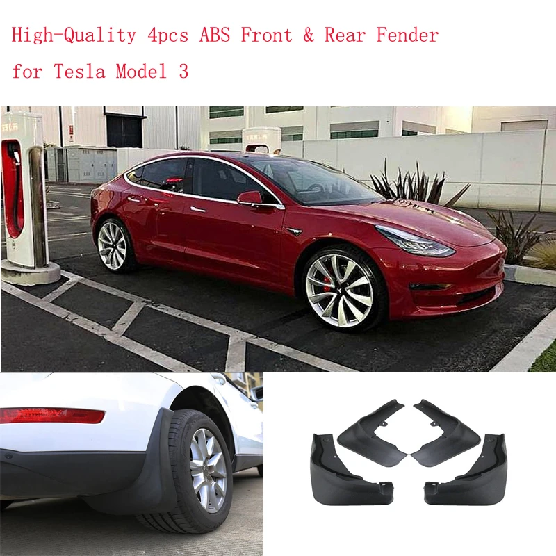 

High-Quality 4pcs ABS Front & Rear Fender for Tesla Model 3 Car Mud Flaps Splash Guard Mudguard Mudflaps Accessories