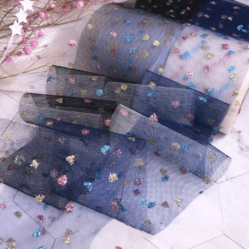 

5 yards 60mm Colorful Bronzing Dots Printed Organza Satin Ribbon for DIY Crafts Hair Bow Accessories Gift Box Packing Material