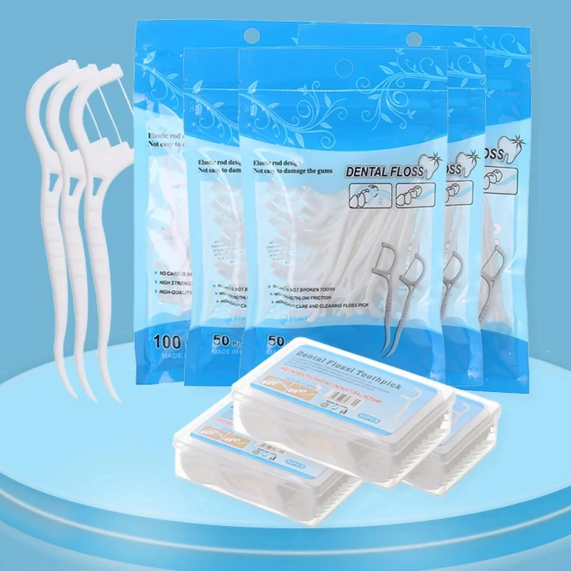 

50pcs Dental Floss Flosser Picks Toothpicks Teeth Stick Tooth Cleaning Interdental Brush Dental Floss Pick Oral Hygiene Care