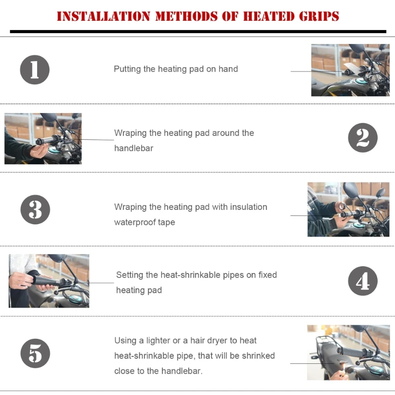 

P82B New Motorcycle 25W Throttle Pads Heated Grip Handlebars ATV Scooter Grips Heater