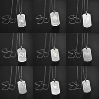 12 horoscope zodiac stainless steel silvery army dog tag necklace 12 constellations jewelry gifts for men women fashion necklace