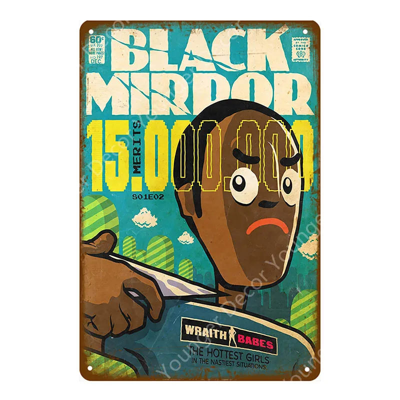 Кино черное зеркало металлические оловянные знаки ретро постер Бар Кафе