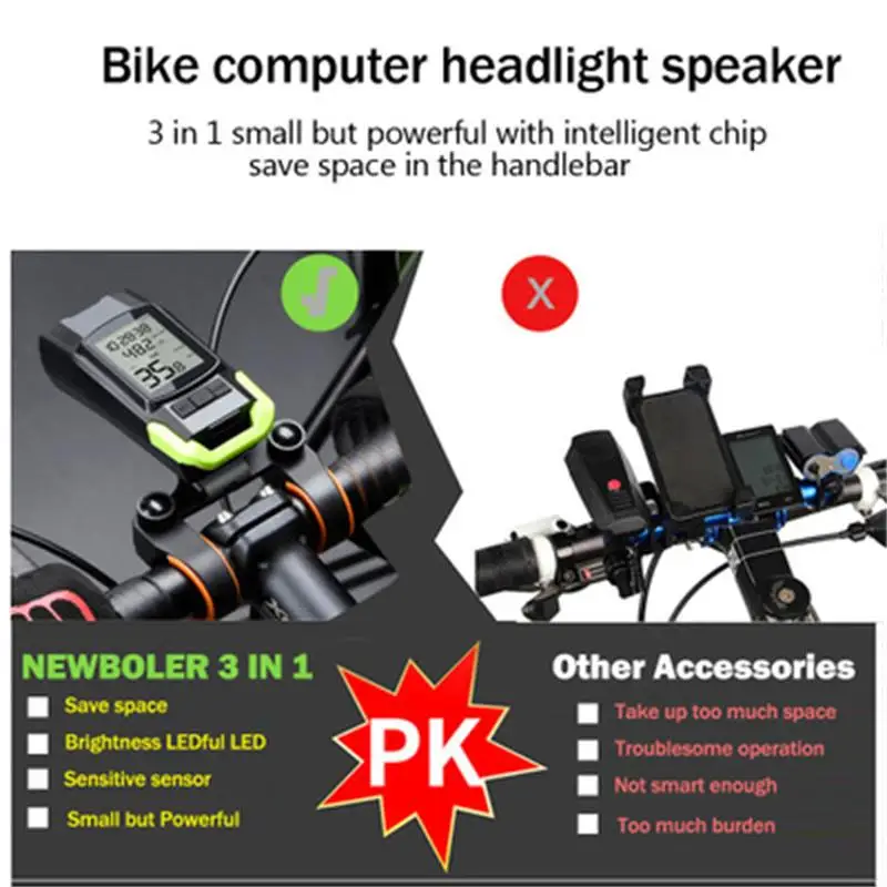 

Mountain bike bicycle speedometer digital bicycle waterproof motion sensor bicycle speedometer bicycle light horn 3 in 1
