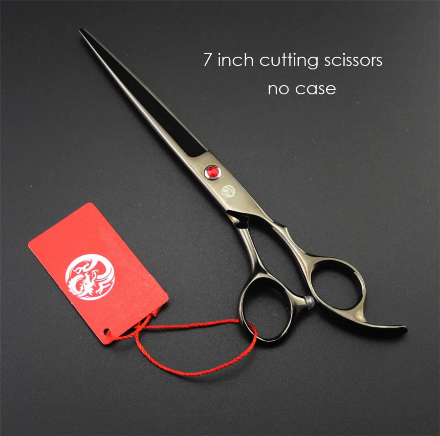 cutting no case Ножницы для ухода за домашними животными 7 дюймов профессиональные японские 440C ножницы для стрижки собак филировочные изогнутые ножницы для стрижки волос - Цвет: cutting no case