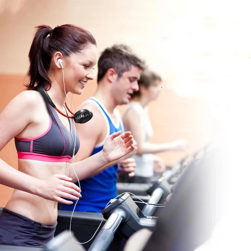 Мини USB портативный вентилятор громкой связи спортивный с шейным ремешком