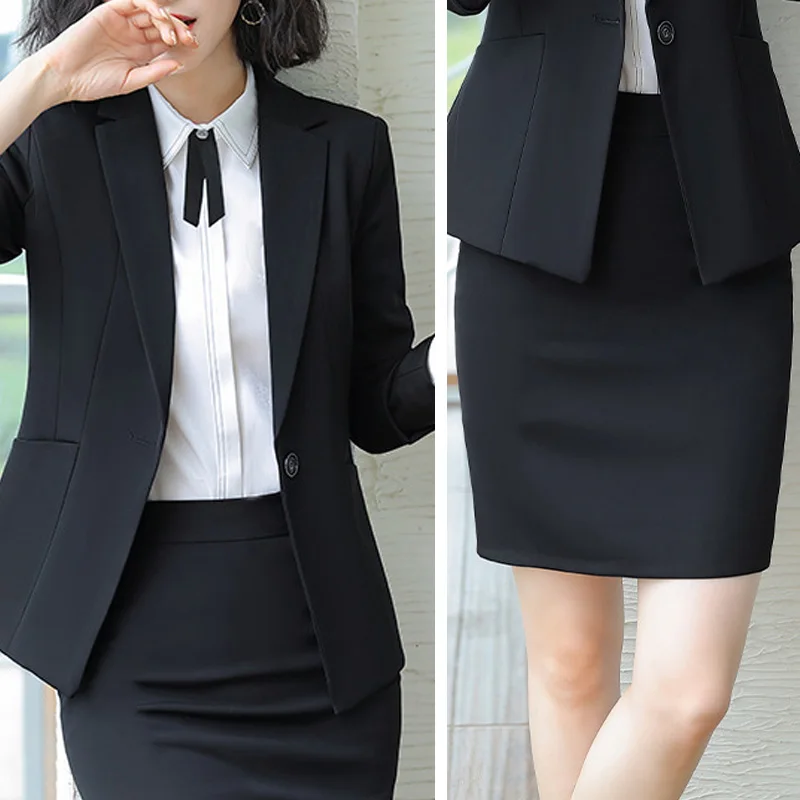 Женский офисный комплект из двух предметов элегантный синий блейзер с длинным