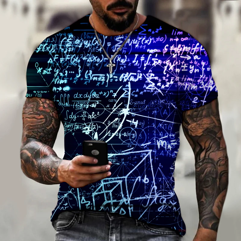 Футболка мужская оверсайз с 3D-принтом математической формулы, модная уличная одежда, лето