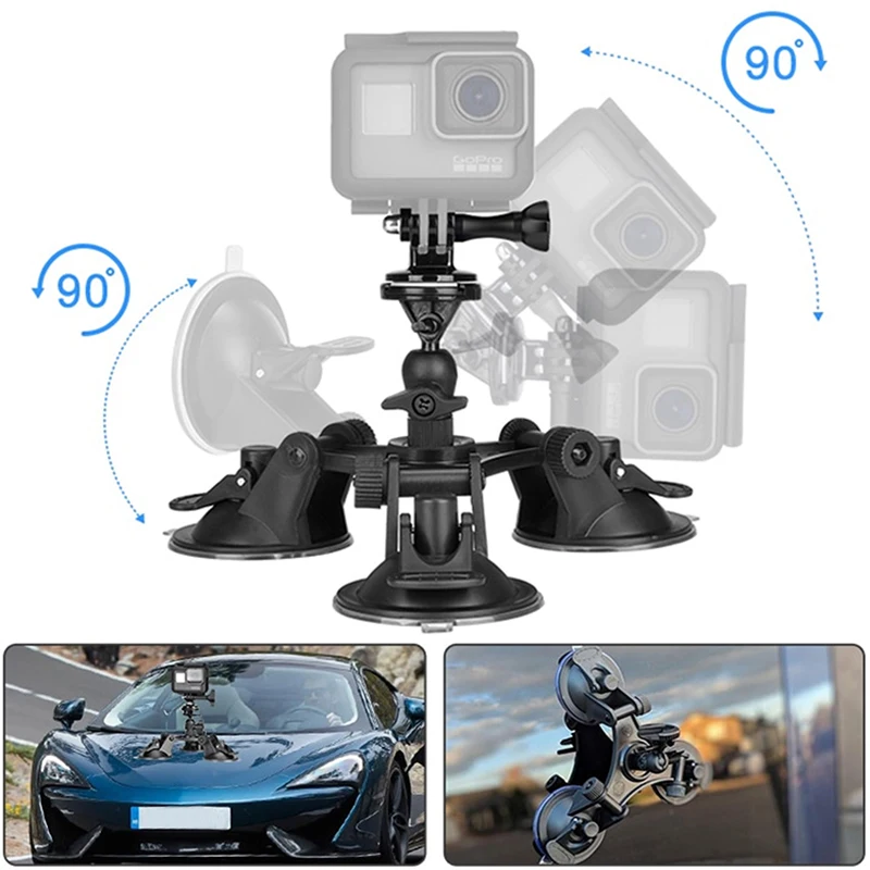 

Triple Suction Cup Stabilization Bracket Car Mount Holder for DSLR GoPro Hero Osmo Action ND998