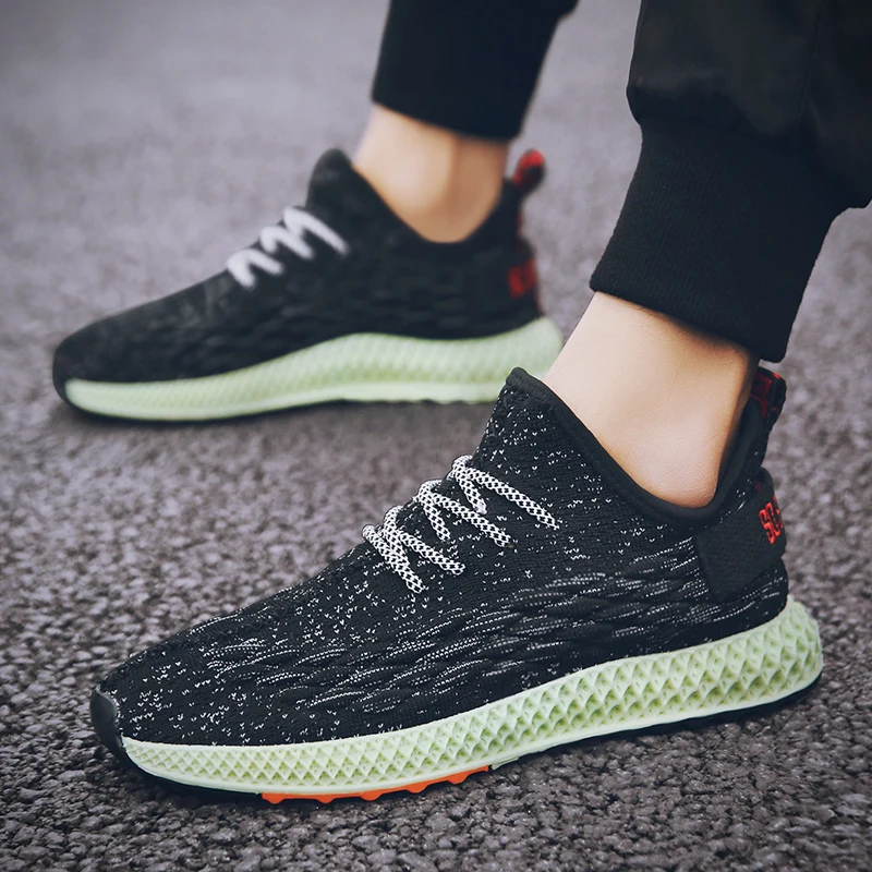 Мужская повседневная обувь Новинка черные сетчатые дышащие мужские кроссовки на