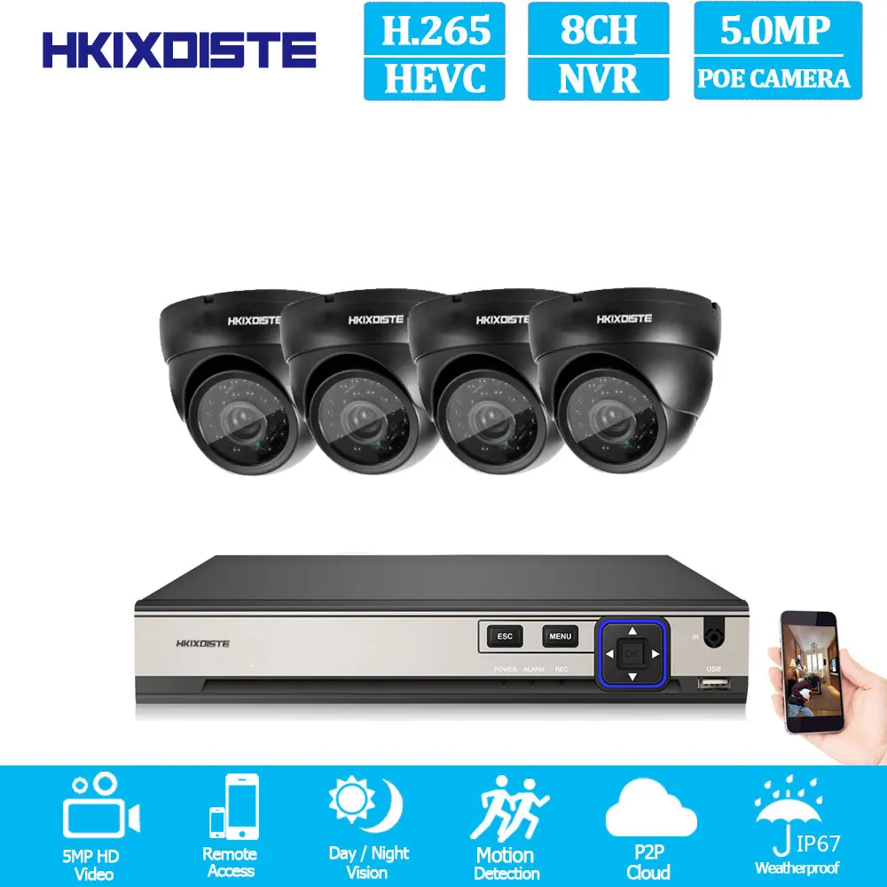 Фиолетовый POE NVR 8CH Full HD комплект безопасности 24 шт. Инфракрасные светодиоды IP система наблюдения ссtv комната/вилла улица купольная камера видео набор для наблюдения - Цвет: Фиолетовый