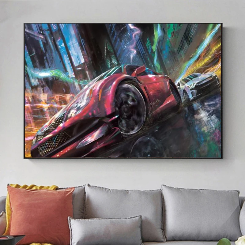 

Vintage Luxury Car Ford Mustang Classic Car Retro on Posters and Prints Canvas Painting Wall Art Picture Home Decoration