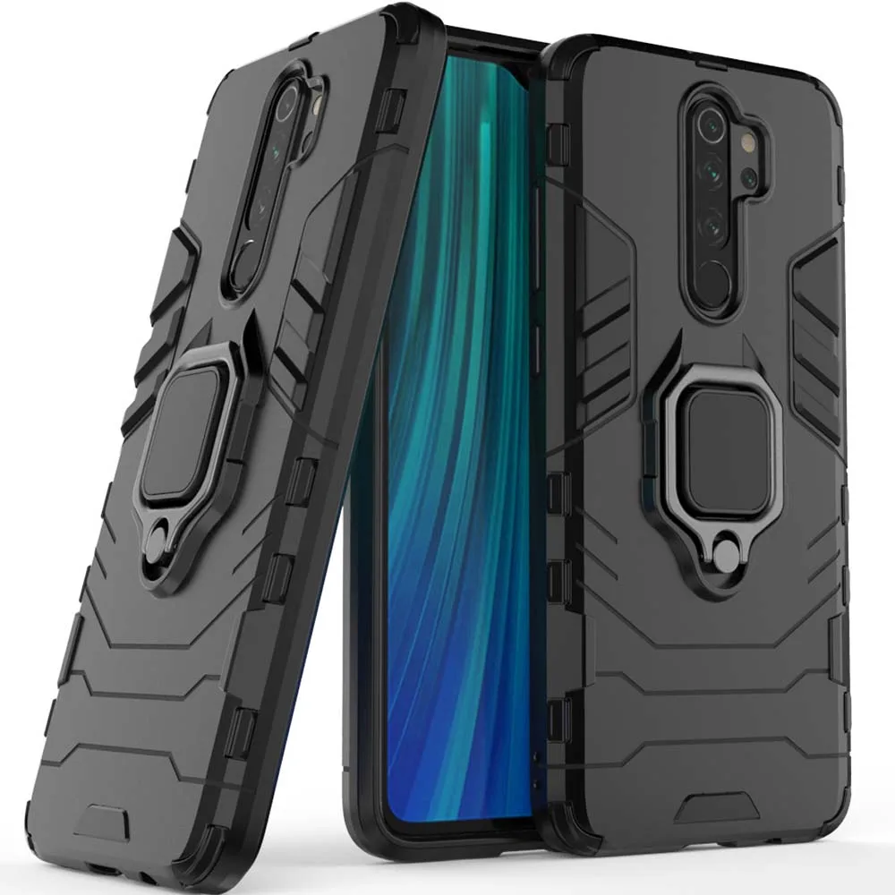 

For Xiaomi Redmi Note 8 Pro Case Car Magnetic Finger Ring Holder Case Hybrid Silicone Pc Rugged Armor Cover Redmi Note 8pro 6.53