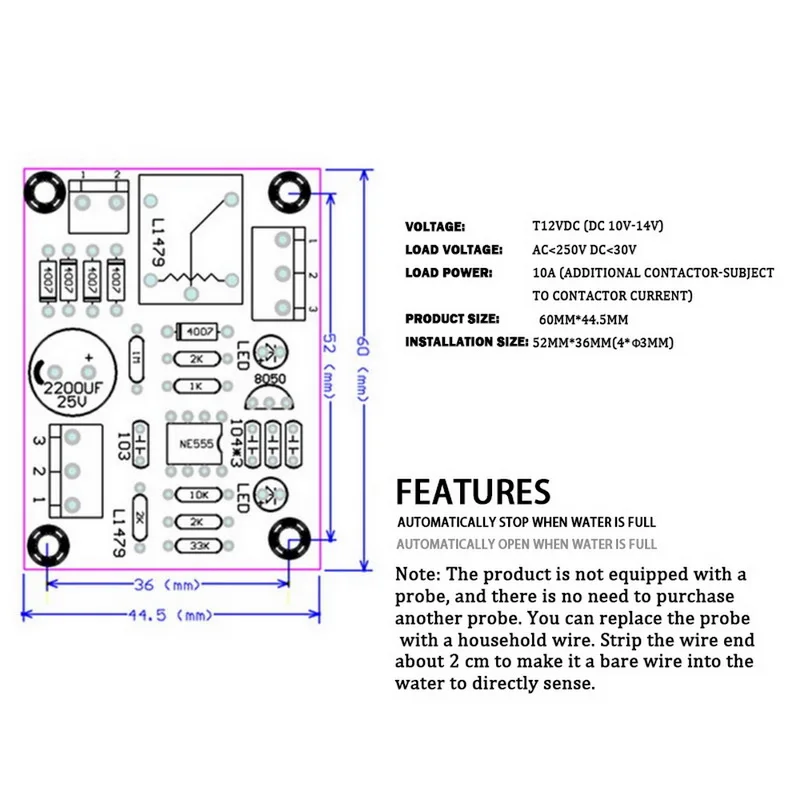 DC 12V регулятор уровня жидкости низкого давления модуль датчика DIY комплект