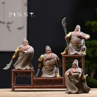 pinny ceramic ancient general guan gong ornaments town house decorations for evil spirits purple clay statues crafts decorative