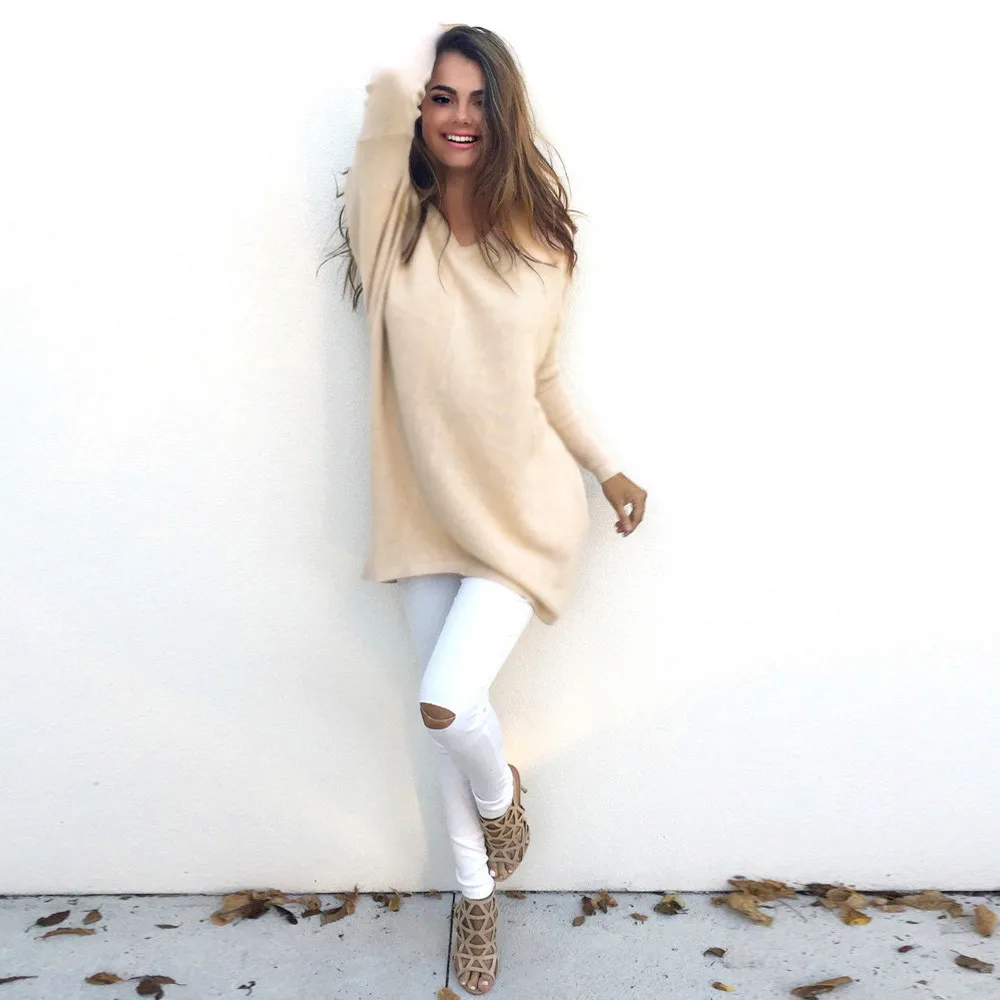 Модный женский свитер сексуальный Повседневный джемпер с длинным рукавом