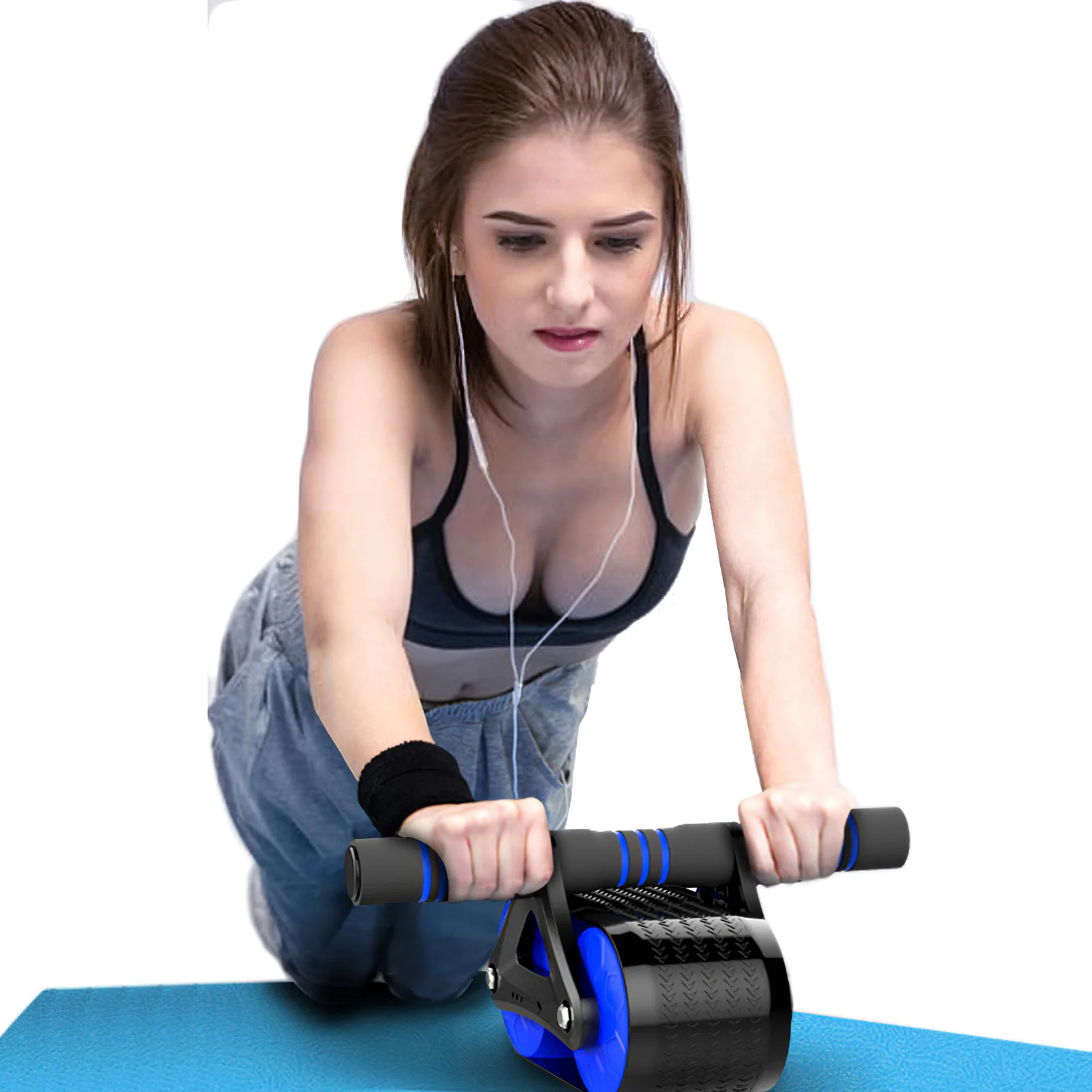 

Muscle Exercise Equipment Home Fitness Equipment Double Wheel Abdominal Power Wheel Ab Roller Gym Roller Trainer Training