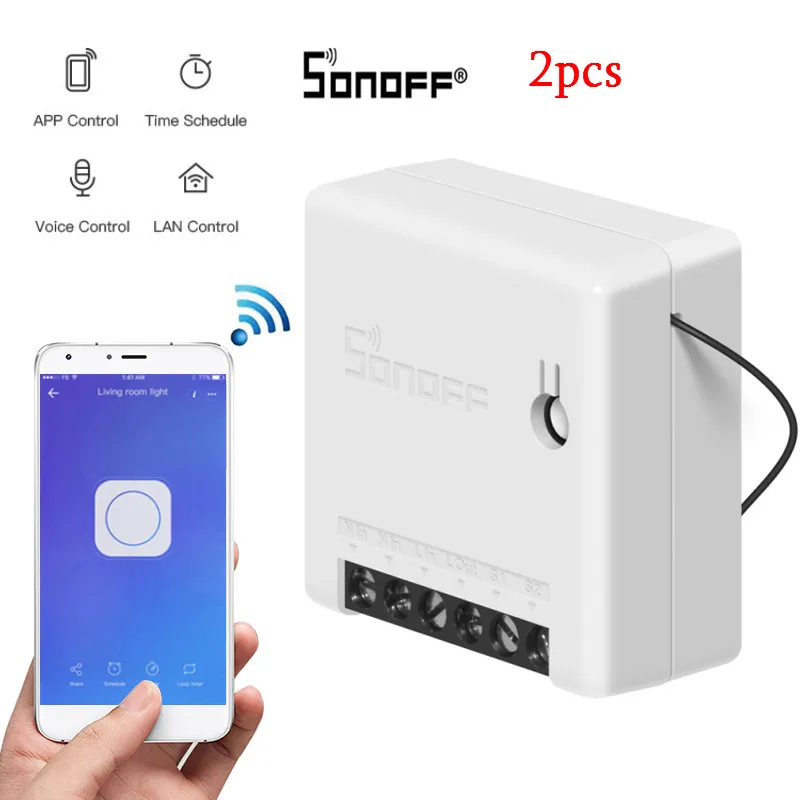 2pcs 10/5/4/Redmi 2/1 шт. Itead Sonoff Мини DIY умный переключатель умный дом пульт дистанционного управления Управление переключатель Wi-Fi Smart Панель работать с Alexa Google Home - Комплект: 2pcs