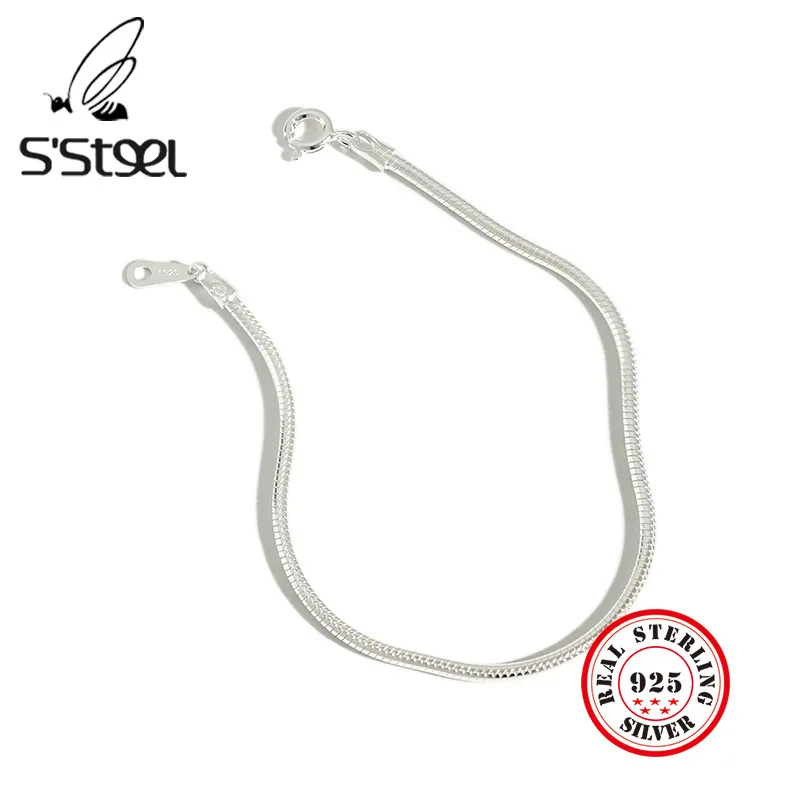 

S'STEEL Для женщин 925 Браслеты стерлингового серебра Змея Цепи Браслеты Mujer Moda 2021 плата Bijoux Femme (украшения своими руками) Bransoletki ювелирные издели...