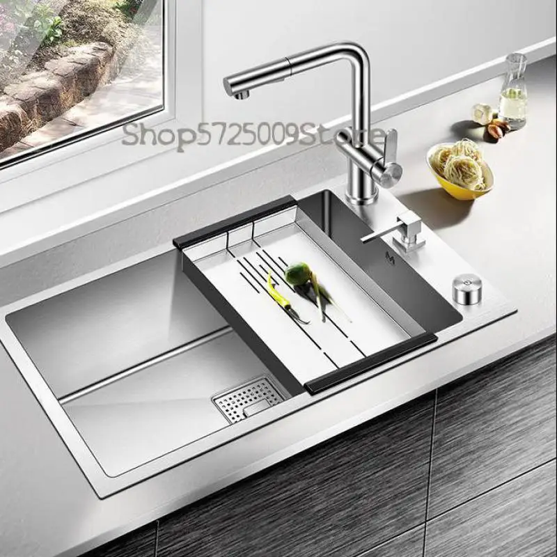 4mm Thick 304 Stainless Steel Manual Sink Left And Right Two-way Installation Kitchen Dishwashing Package | Обустройство дома