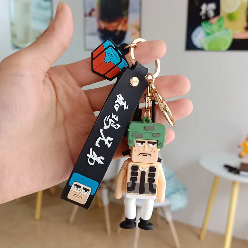 

Animated Cartoon Doll Keychain Personality Fashion Cool Tide Boy Men Charm Accessories Bag Car Key Pendant Keyring Fien Gift New