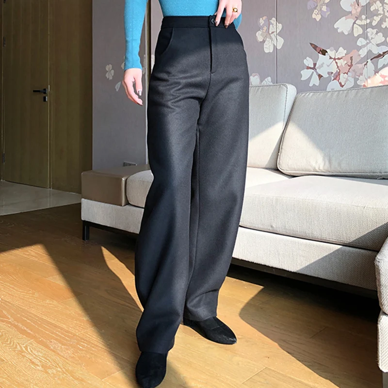 

New 2020 Autumn Winter Thicken Women Mom Pants Woolen High Waist Loose Elegant Korean Style Casual banana Pants Good Fabric