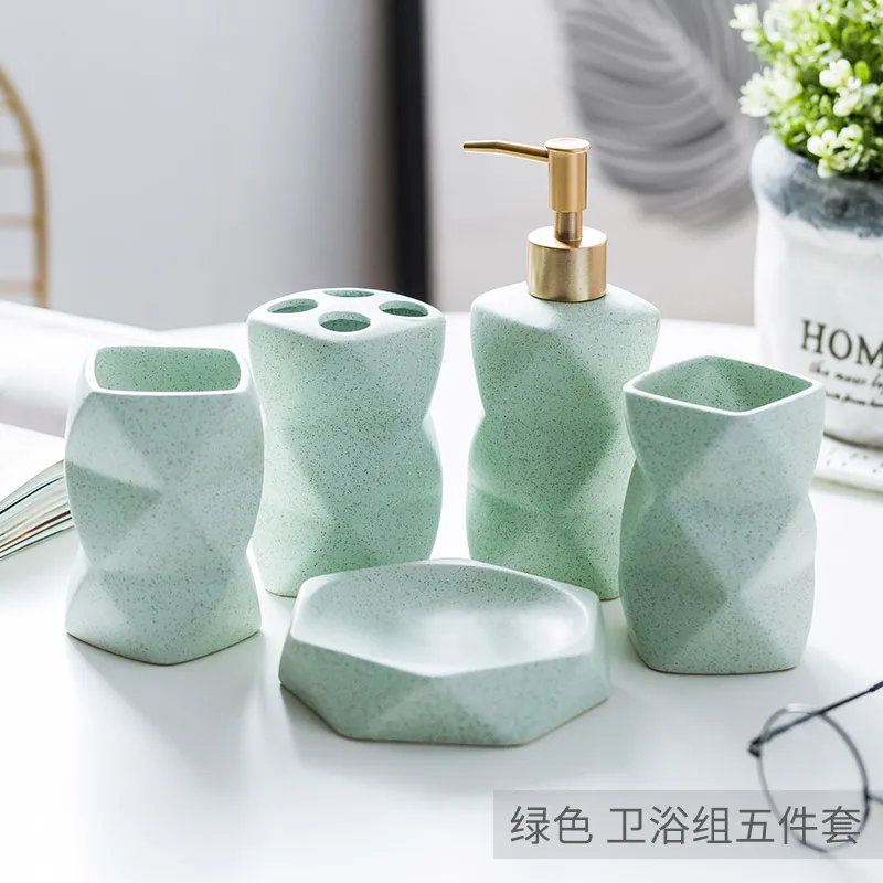 

Bathroom Set Ceramic Soap Dispenser Toothbrush Holder Cup Soap Dish Tray Kitchen Liquid Dish Container Decoration Accessories