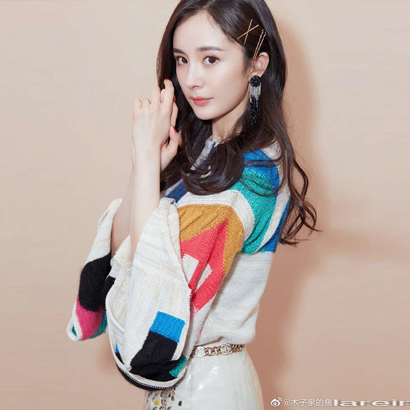 2019 Runway Brand Designer Women Long Sleeve Geometric Patchwork Knitted Sweater autumn Oversized Split Flare Pullover | Женская одежда