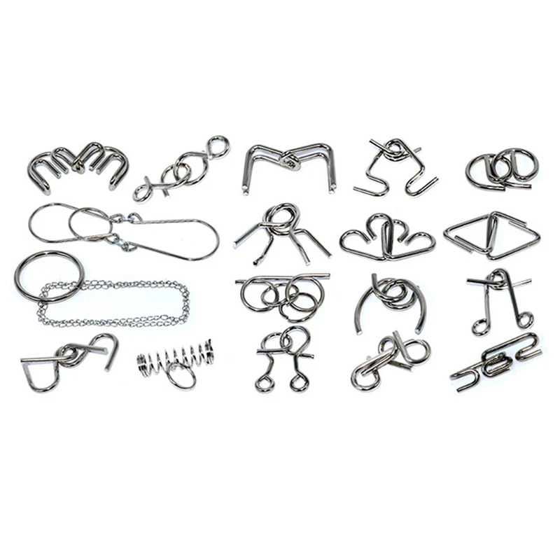 

18-piece brain teaser metal ring puzzle set Q6PD