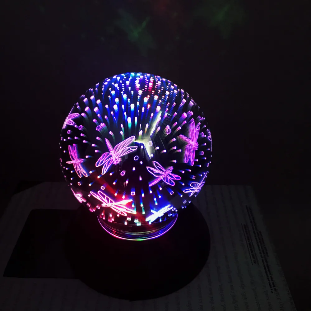 3D красочный волшебный стеклянный Ночной светильник, декоративная настольная лампа с USB/AA батареей, автоматический вращающийся светодиодный светильник Magic Meteor, светильник